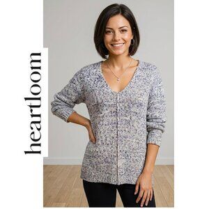 (3 for $30) HEARTLOOM - Boho long sleeve gray/blue/lavender knit sweater